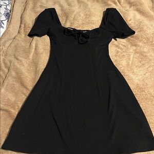 H&M Black Mini Dress with Bow Detail